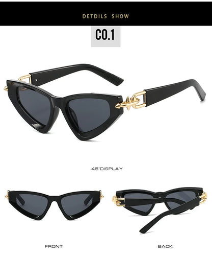 New Designer Triangle Cat Eye Sunglasses Women Brand Arrow Metal Sun Glasses Ins Fashion Cool Ladies Eyewear Lentes De Sol Mujer