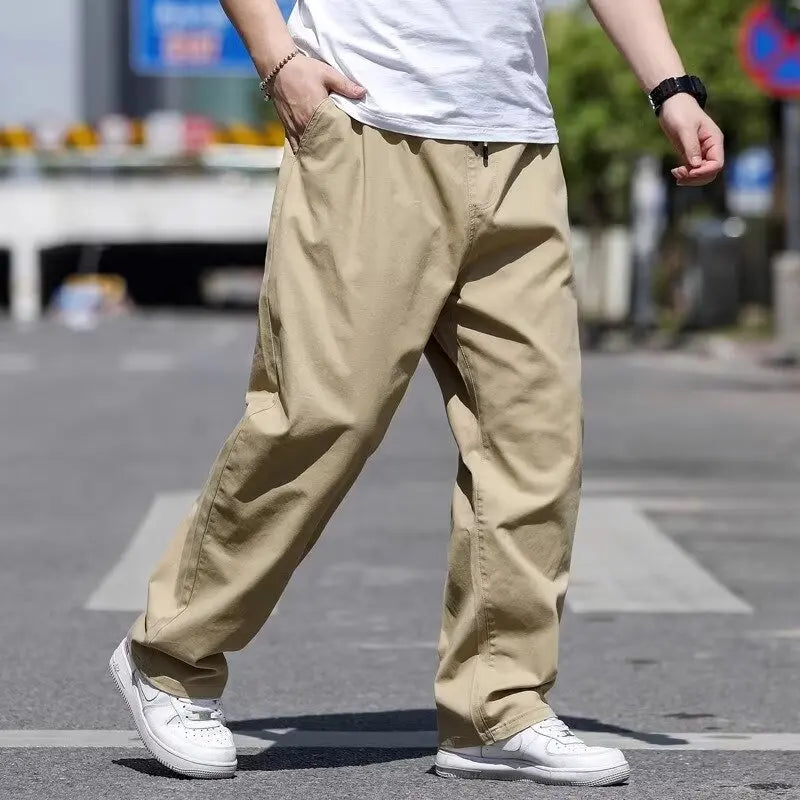 Men's Summer Workwear Pants Plus Size Loose Straight Leg Casual Trousers XL-8XL Big and Tall Large Summer Pants Asian Size