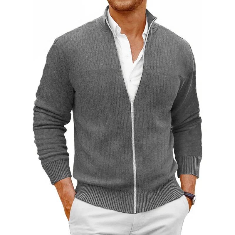 Men's Knit Zipper SweaterCoats Slim Fit Sweaters Stand Collar Fall Winter Cardigan Sweater Jumper Warm Streetwear