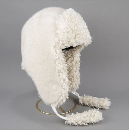 Real Fur Wool Hat Unisex New Winter Warm Bomber Russian Ushanka Hats With Ear Flaps Cow Leather Thick Snow Earflaps Baseball Cap