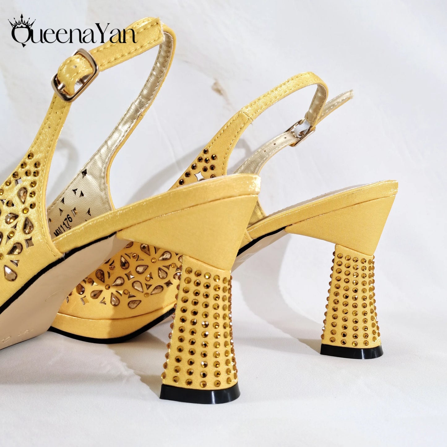 2025 Elegant Women's Peep-Toe Heels and Matching Olive Color Diamond Pumps Set Stylish Italian Shoes and Bags for Parties