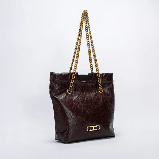 Body Design Solid Color Large Capacity Fashionable New Product Women's Shoulder Bag Chain Shoulder Strap Unique Folded Bag