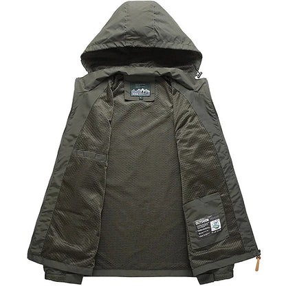 Windbreaker Men Tactical Jacket Waterproof Outdoor Hooded Coat Sports Military Field Climbing Thin Outwear Streetwear Coat