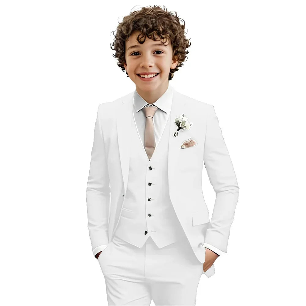 Multi-colors Boys Suit Set 3 Pieces Formal Outfit For Wedding Elegant Notched Lapel Kids Slim Fit Suits Party Tuxedo 2-20T