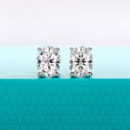 1cttw-6cttw Oval Moissanites Earrings 925 Sterling Silver D Color VVS1 Moissanite Classic Stud Earrings for Woman