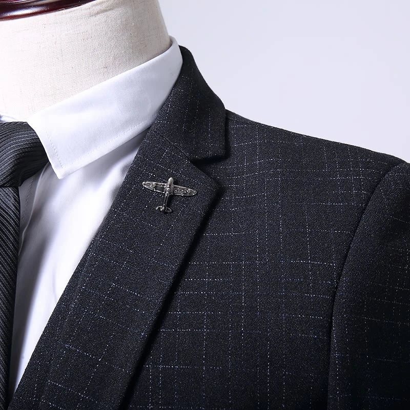 Mens Fashion Wedding Smart Casual 3 Piece Suit British Style High Quality Jacket Vest Trousers European American Banquet Look