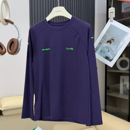 Man Mountain Outdoor Mesh Long Sleeve, Quick-Dry Breathable & Stretch Round Neck Top Unisex