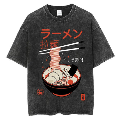 Japanese Tokyo Tokyo Culture Print Washed T Shirt Funny Fashion Vintage Men Women T-shirts Cotton Casual Loose Tees Streetwear