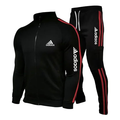 2025 New Men's Zipper Tracksuit Set Sweatshirt and Sweatpants Sports Suit Running Fitness Clothing