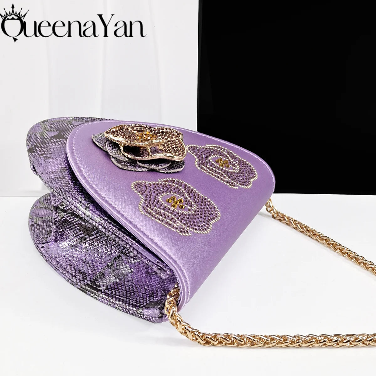 2025 Elegant Lilac Color Women's Heels Handbag Set Rhinestone Embellished Designer Shoes for Weddings Special Events
