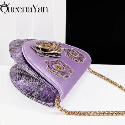 2025 Elegant Lilac Color Women's Heels Handbag Set Rhinestone Embellished Designer Shoes for Weddings Special Events