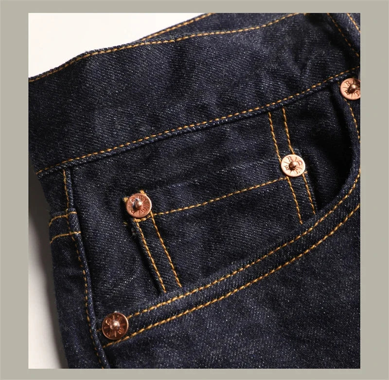 Slim Straight Jeans Rinsed Spring Men's Red Selvedge Denim Pants GT-0003