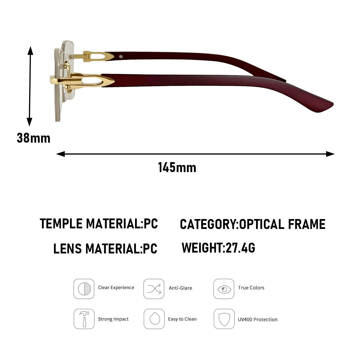 Photochromic Sunglasses Women Change Colour Rimless Sunglass Men Square Fashion Glasses UV400 Protection Wooden Shades Gafas