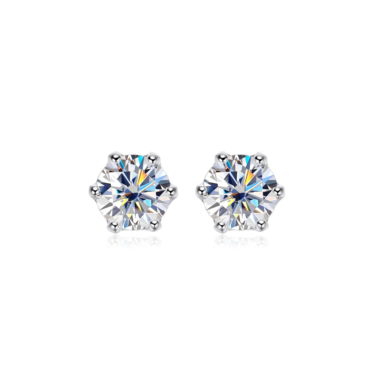 100% 925 Sterling Silver 0.2-2 Carat D Color Moissanite Diamond Stud Earrings For Women Sparkling Wedding Fine Jewelry