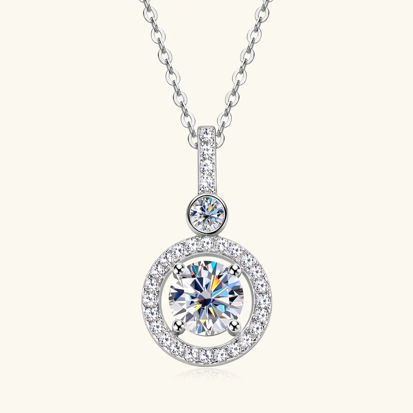 925 Silver Full Moissanite Pendant Necklace Certified 6.5mm D Color Lab Created Diamond Necklace for Women Quality Jewelry Gift
