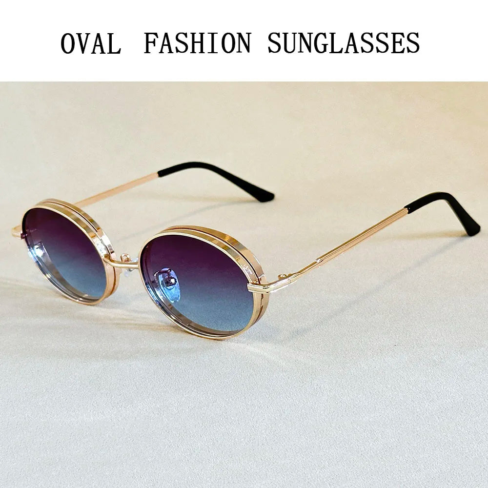 2025 Oval Sunglasses Women Trendy Retro Vintage Steampunk Sunglass Men Fashion Glasses Lentes De Sol Mujer Lunette Soleil Femme