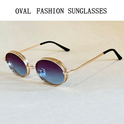 2025 Oval Sunglasses Women Trendy Retro Vintage Steampunk Sunglass Men Fashion Glasses Lentes De Sol Mujer Lunette Soleil Femme