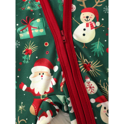 1-18 Months Newborn Baby Boy&Girl Christmas Jumpsuit Cute Santa Claus Print Long Sleeved Zipper Romper+Hat Toddler Baby Costumes