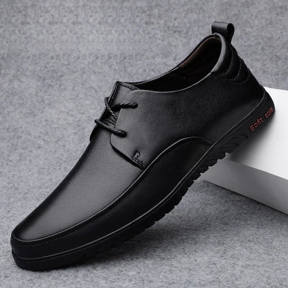 Male All-match Outdoor Flats Genuine Leather Men Casual Office Shoes Handmade Men Lace-Up Footwear 2024 New Mens Oxfords Shoes