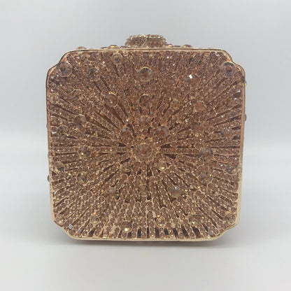 Women Clutch Bag Small Square Box, Full Cover Rhinestone Crystal Evening Bag, Handmade Bridal Party Wedding Prom Dinner Purse