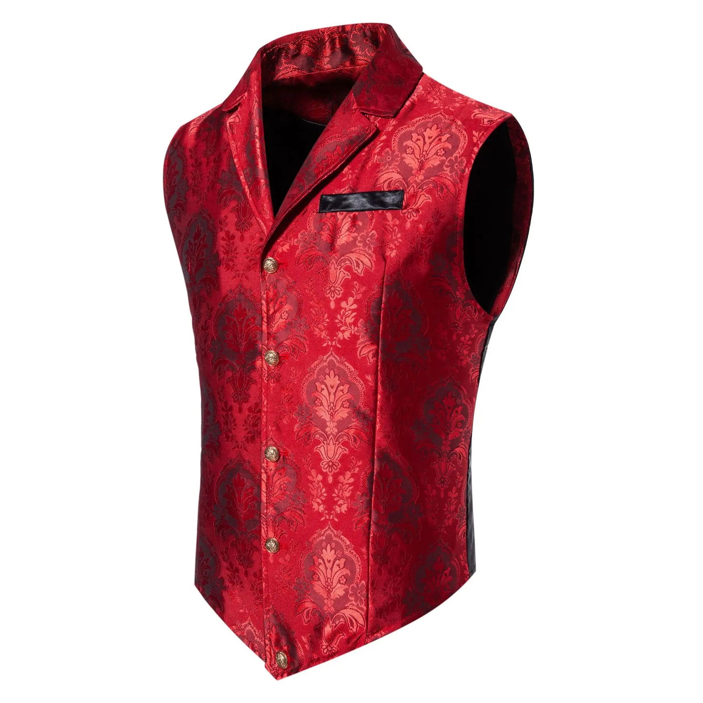 Men's Suit Vest, Jacquard Smart Casual Flip-Front Lapel Vest, Cross-Border Single-breasted Slim Fit Holiday Dress Waistcoat