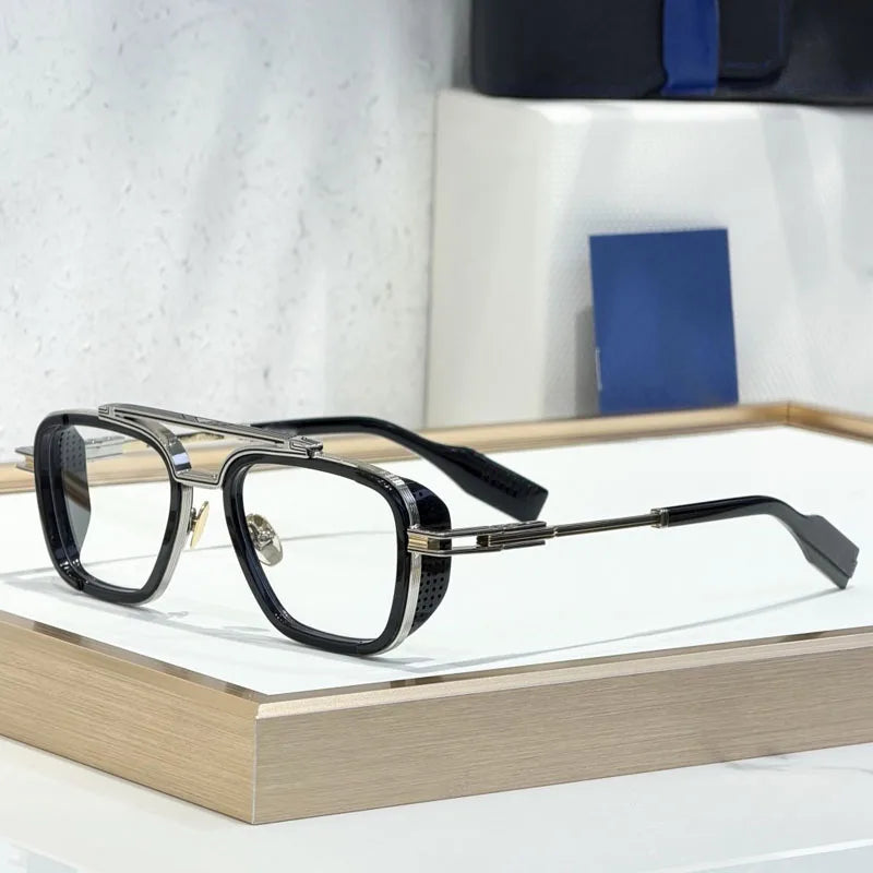 Gradient Square Classical Alloy Sunglasses for Men Women Acetate Luxury Brand Designer UV400 High Quality Eyeglasses with Case