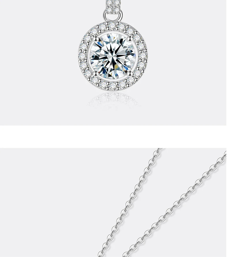 1-5CT Moissanite Necklace for Women S925 Pure Silver Round Laboratory Diamond Pendant Fashionable Wedding Luxury Jewelry