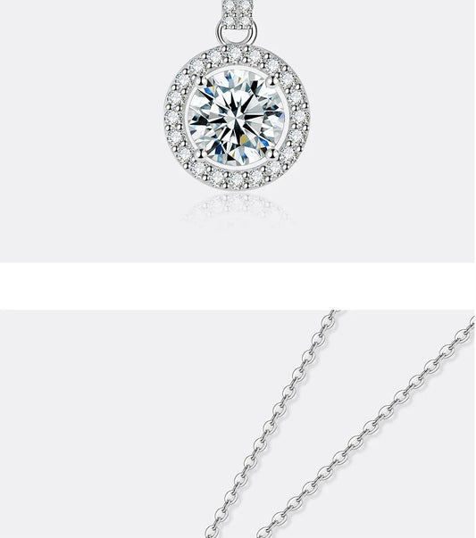 1-5CT Moissanite Necklace for Women S925 Pure Silver Round Laboratory Diamond Pendant Fashionable Wedding Luxury Jewelry