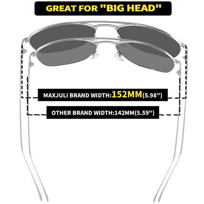 XXL Size Extra Large Polarized Sunglasses for Men with Big Wide Heads  Metal Glasses gafas de sol hombre 8223