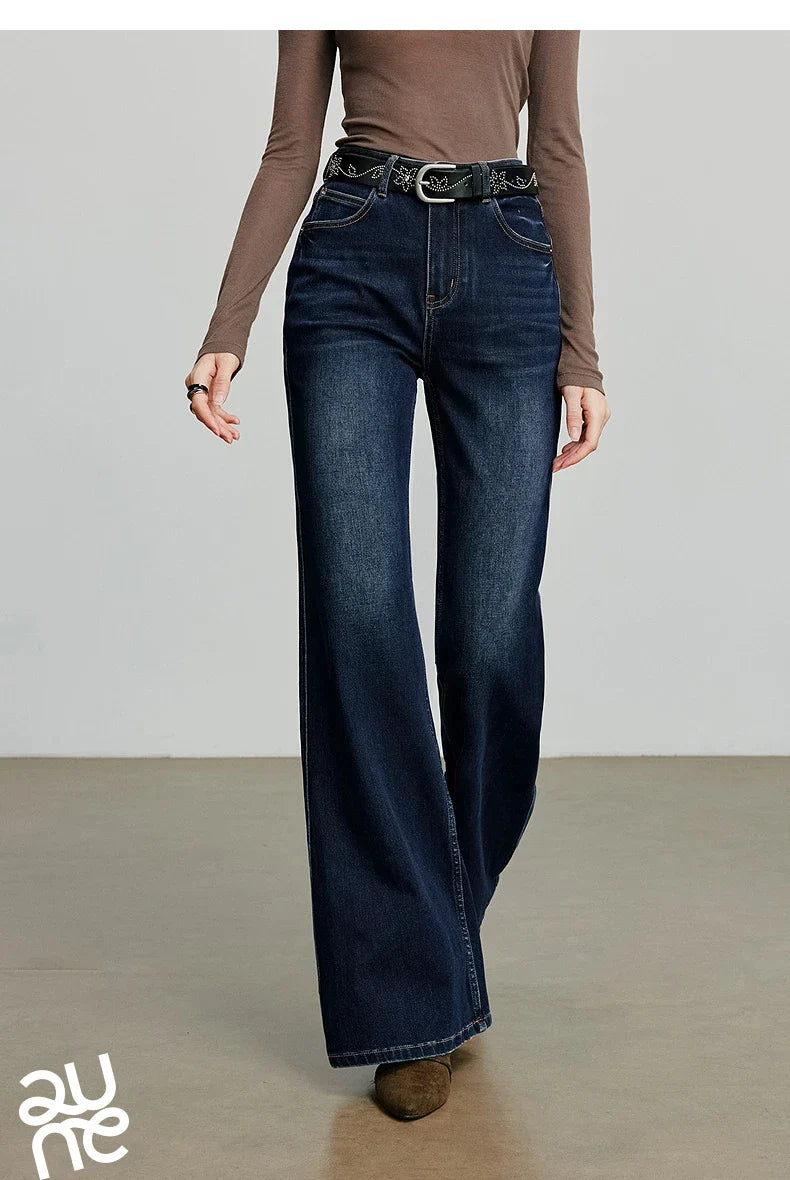 Women Denim jeans 2025 Autumn New Lycra Stretch Mid Waist Cotton Flares Pants