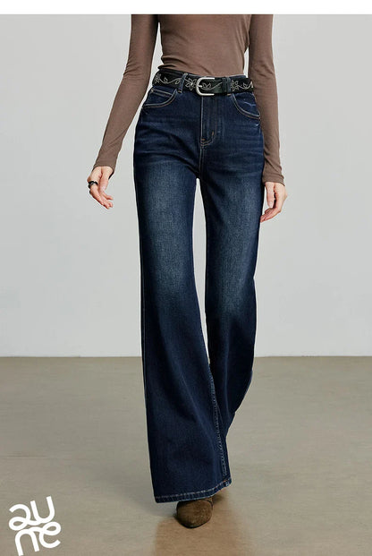 Women Denim jeans 2025 Autumn New Lycra Stretch Mid Waist Cotton Flares Pants