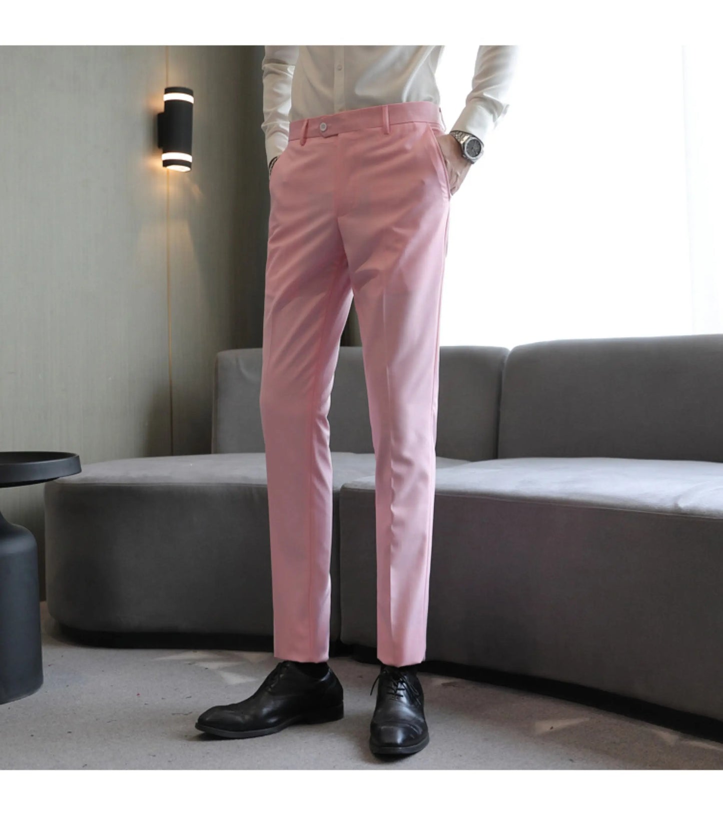Plus Size 40-29 High Qualitys Men's Solid Color Slim Fit Suit Pants Fashion Business Formal Men Wedding Social Party Trousers