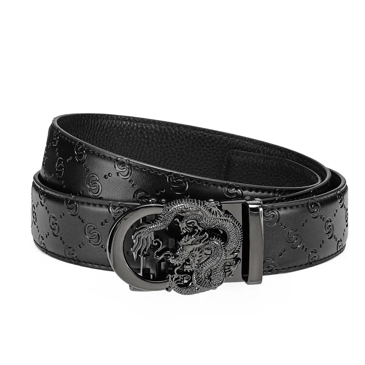 Men's Genuine Leather Belt - Adjustable Automatic Ratchet Buckle for Business Suits, Casual Wear & Everyday Office Style