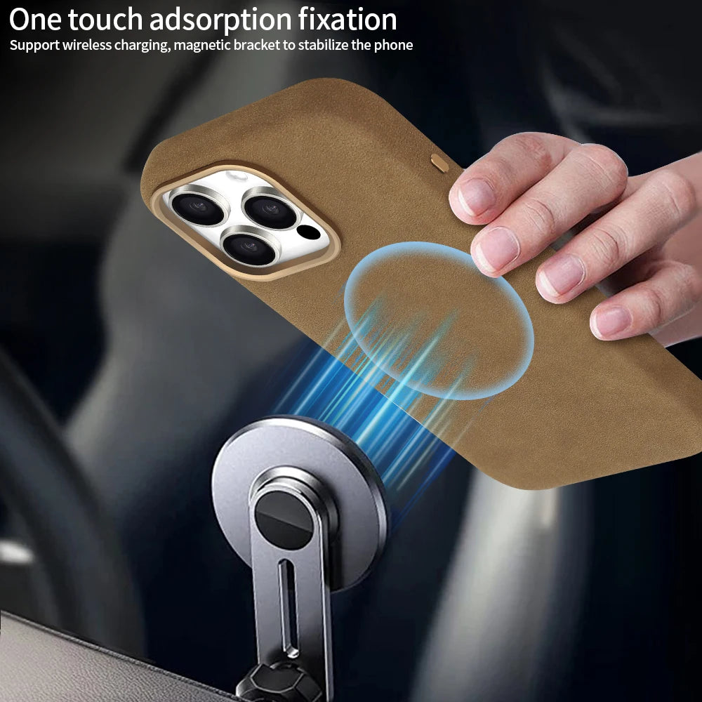 Suede Phone Case for iPhone 17 pro with Magnetic Wireless Charging Anti-Drop Cover Compatible with iPhone 17 16 15 pro Max