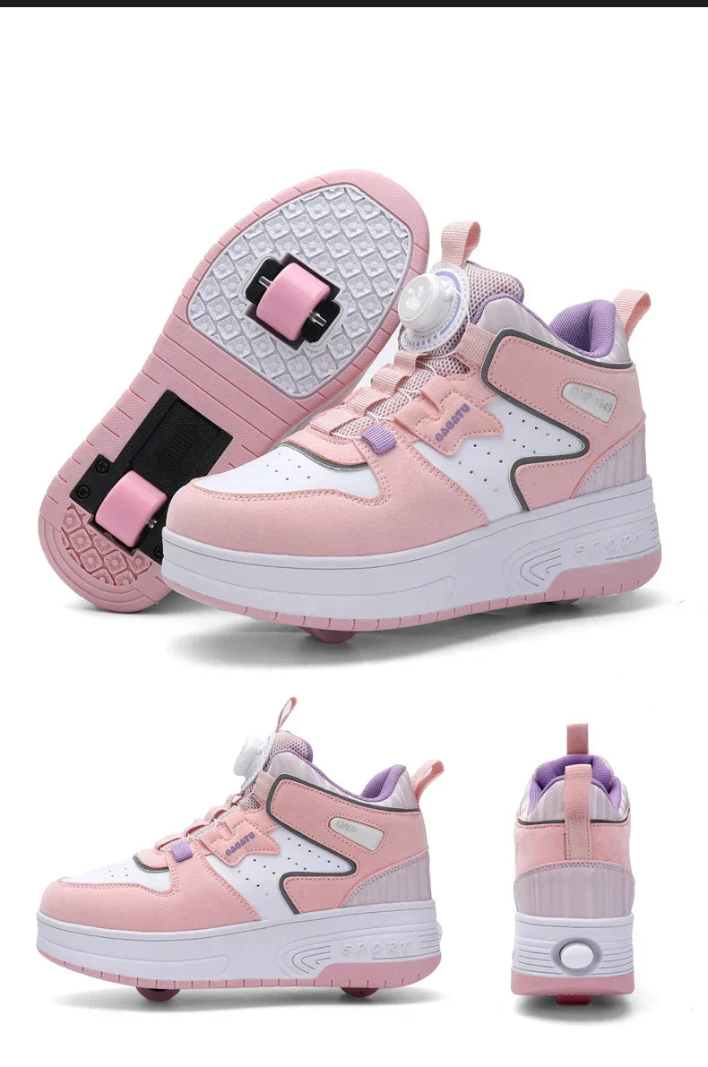 Children Junior Roller Skate Shoes Kids Sneakers with Two Boys Girls Wheels Shoes Running Adult Casual Boys Shoes size 31-42