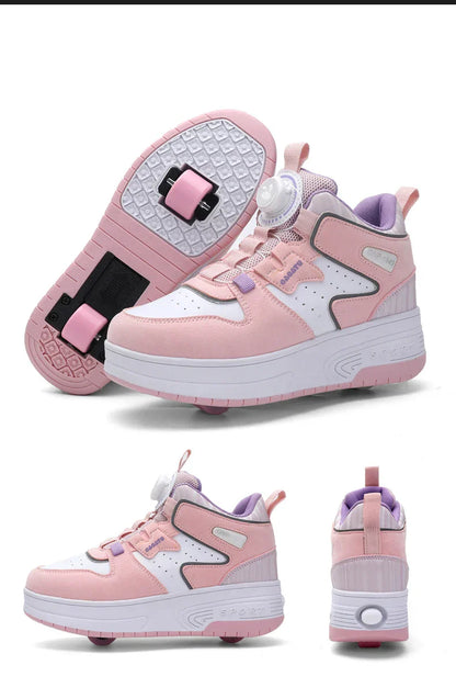 Children Junior Roller Skate Shoes Kids Sneakers with Two Boys Girls Wheels Shoes Running Adult Casual Boys Shoes size 31-42