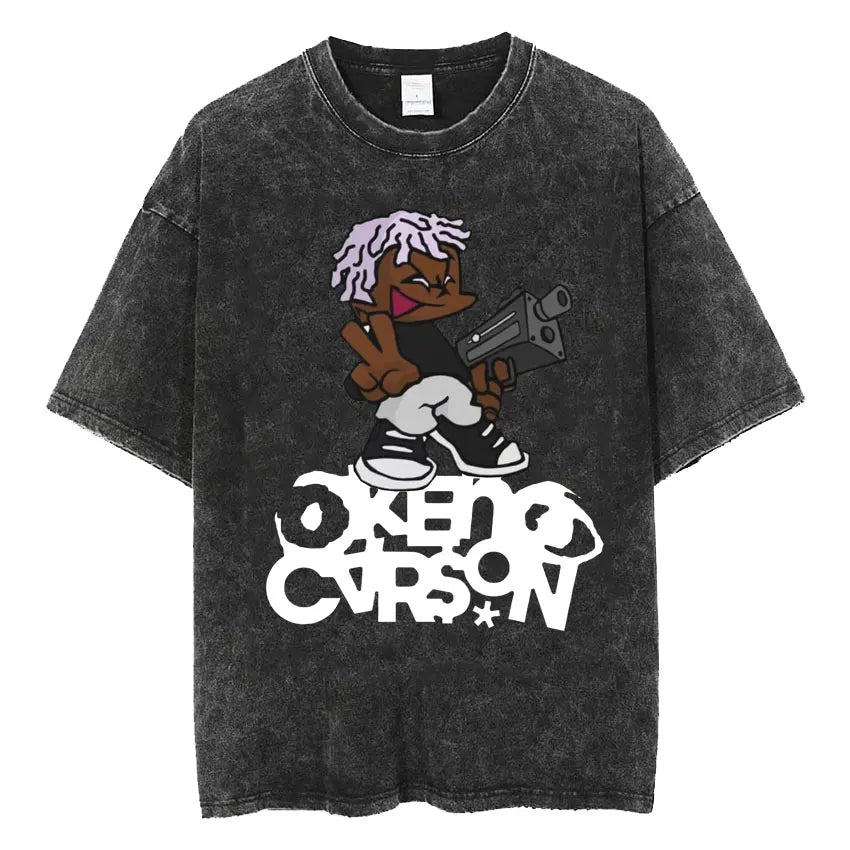 Retro Washed Playboi Carti I AM MUSIC Logo T Shirt Opium Ken Carson Narcissist Tour Antagonist Rap T-shirts Men's Oversized Tees