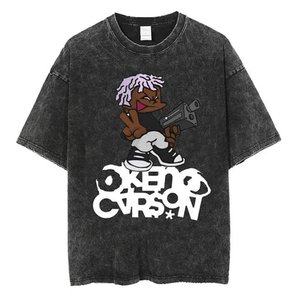 Retro Washed Playboi Carti I AM MUSIC Logo T Shirt Opium Ken Carson Narcissist Tour Antagonist Rap T-shirts Men's Oversized Tees