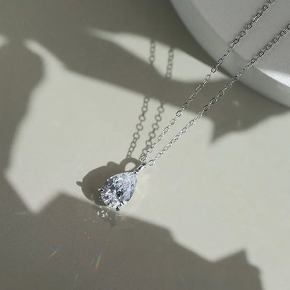 Simple Oval Shape 8A Zirconia Pendant Necklace Lady Engagement 925 Sterling Silver Versatile for Wedding Party LZN04