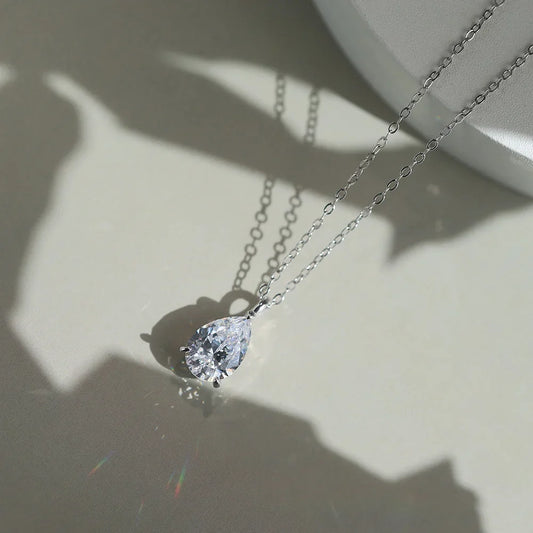 Simple Oval Shape 8A Zirconia Pendant Necklace Lady Engagement 925 Sterling Silver Versatile for Wedding Party LZN04