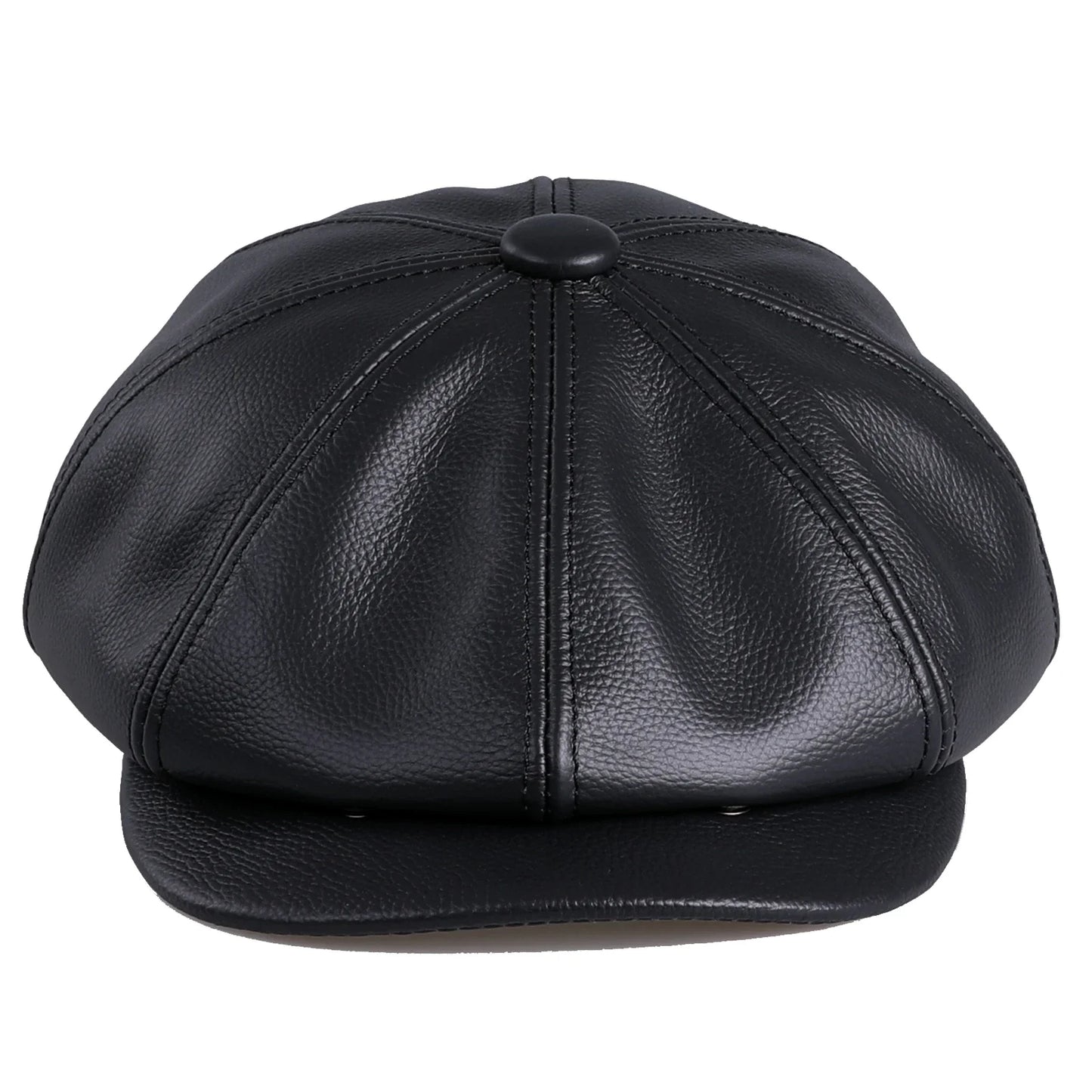 Men's Newsboy Flat Cap 100% Genuine Cowhide Leather Gatsby Ivy Golf Cabbie Driving Hat 8 Panels Classic Design