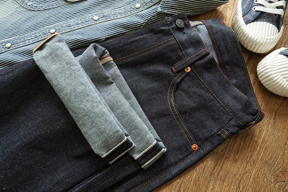 Summer Sanforized Selvedge Denim Jeans Cotton-ramie Men's Jeans Loose Fit High Rise 10oz