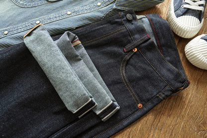 Summer Sanforized Selvedge Denim Jeans Cotton-ramie Men's Jeans Loose Fit High Rise 10oz