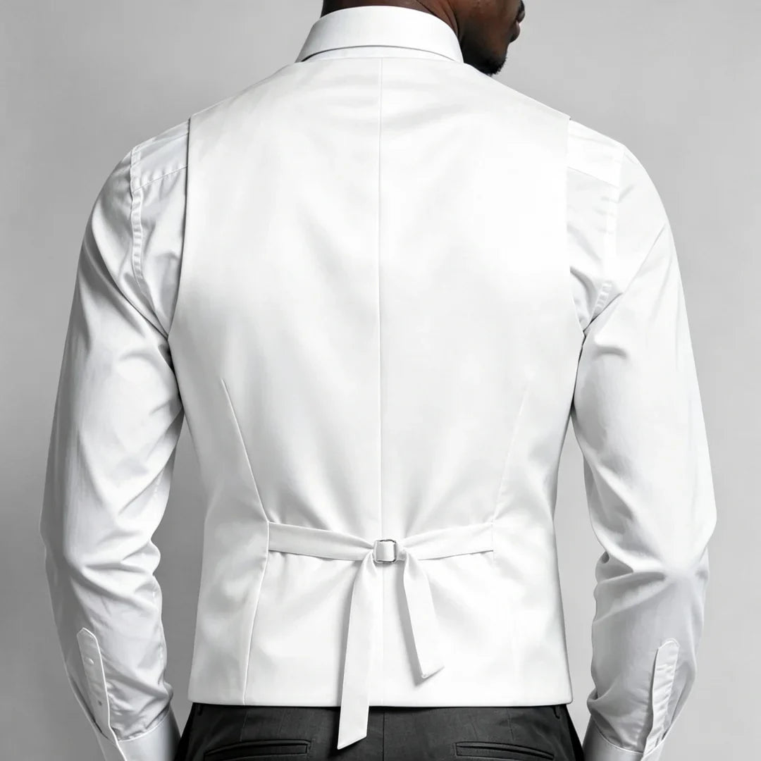 Men Vest White Double Breasted Solid With Lapel Waistcoat For Wedding Banquet Business Work Office Casual Daily Men Suit Vest