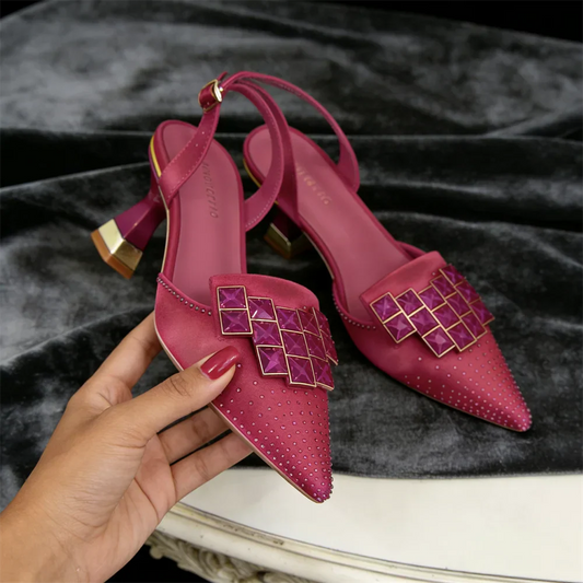2026 Chic Italian Pointed Toe High Heels with Elegant Rhinestone Accents - Stylish Women's Footwear Perfect for Parties