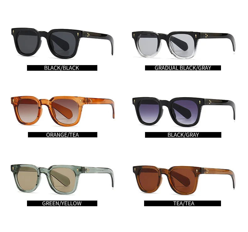 2026 Luxury Square Men Wmen Sunglasses Fashion Gradient Driving Shades Eyewear Vintage Green Trendy Rivets Sun Glasses UV400