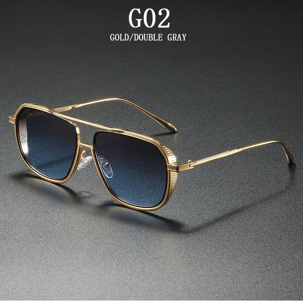 Fashion Sunglass Men Vintage Sunscreen Oversized Sunglasses Women Trendy Metal Glasses Gafas De Sol Hombre Lunette Soleil Femme