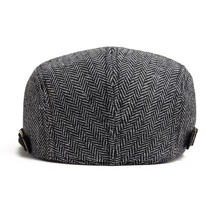 New Herringbone Vintage Beret Men Autumn Winter Casual Flat Visor Hat Berets Retro Fashion Newsboy Cap Men's Adjustable