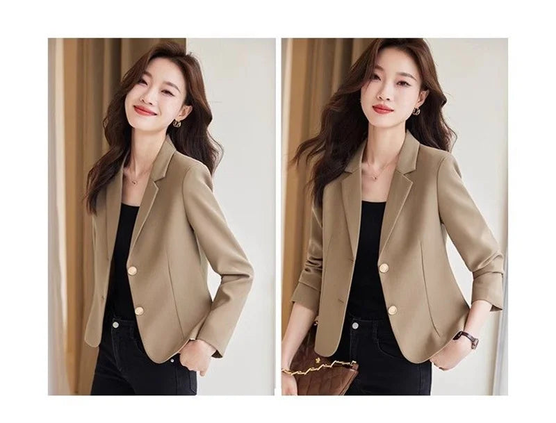 Advanced Sense Temperament Slim Small Blazers New Spring Autumn Short Women Jacket Casual Coffee Suit Coat Female Blazer Outwear