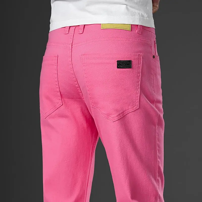 Spring Autumn Fashion Brown Business Casual Stretch Denim Pants Male Brand Trousers Men's Clothing Slim Jeans Plus Size 28-44